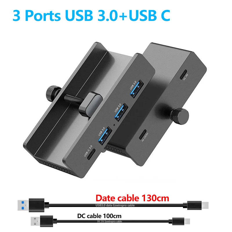 Hub USB 10 Gbps — adaptateur séparateur USB 3.2/3.0/2.0, station d'accueil multi-clips, bureau