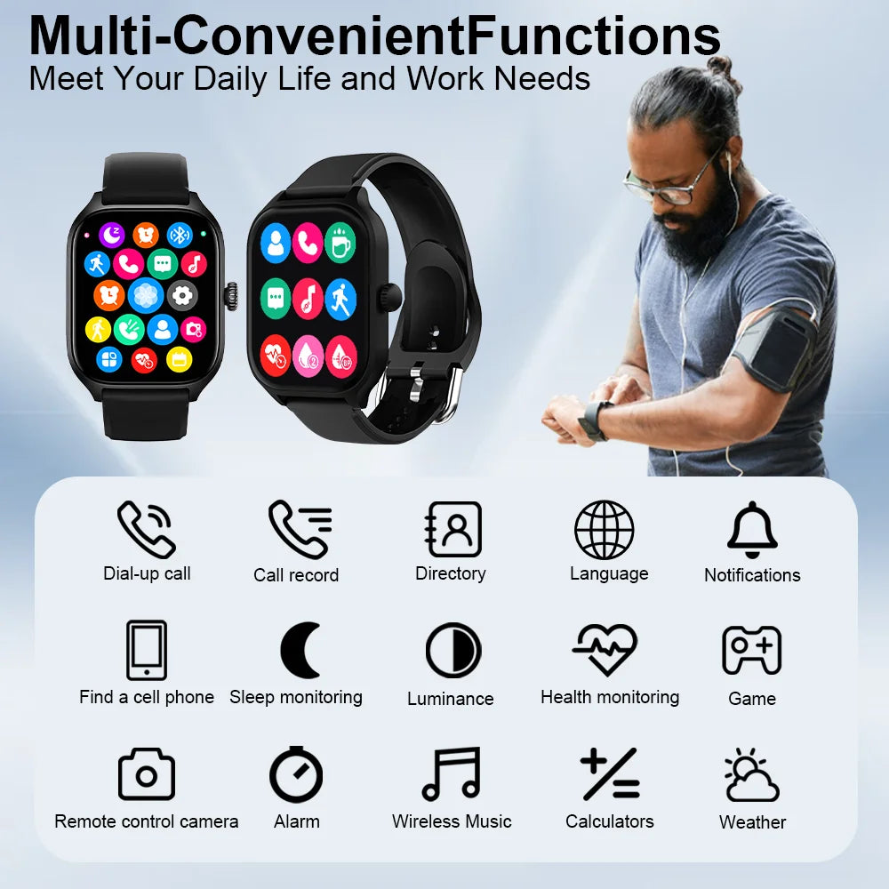 Smartwatch LAXASFIT H9 con esfera para responder llamadas, rastreador de calorías, frecuencia cardíaca, monitor de oxígeno en sangre, reloj inteligente Bluetooth