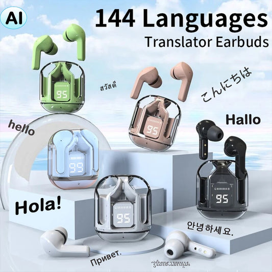Écouteurs de traduction IA — réduction de bruit intra-auriculaire, qualité sonore HD 5.3, sport et fitness