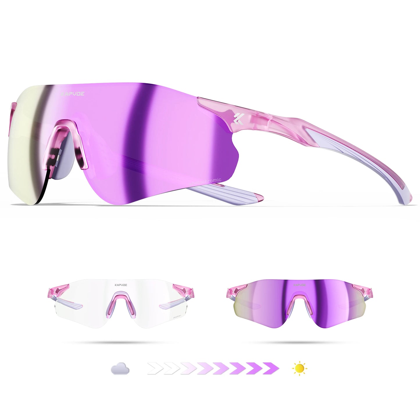 Lunettes de cyclisme et de course photochromiques Kapvoe, pour hommes et femmes, lunettes de soleil pour vélo de route, protection UV400, lunettes de sport pour la conduite