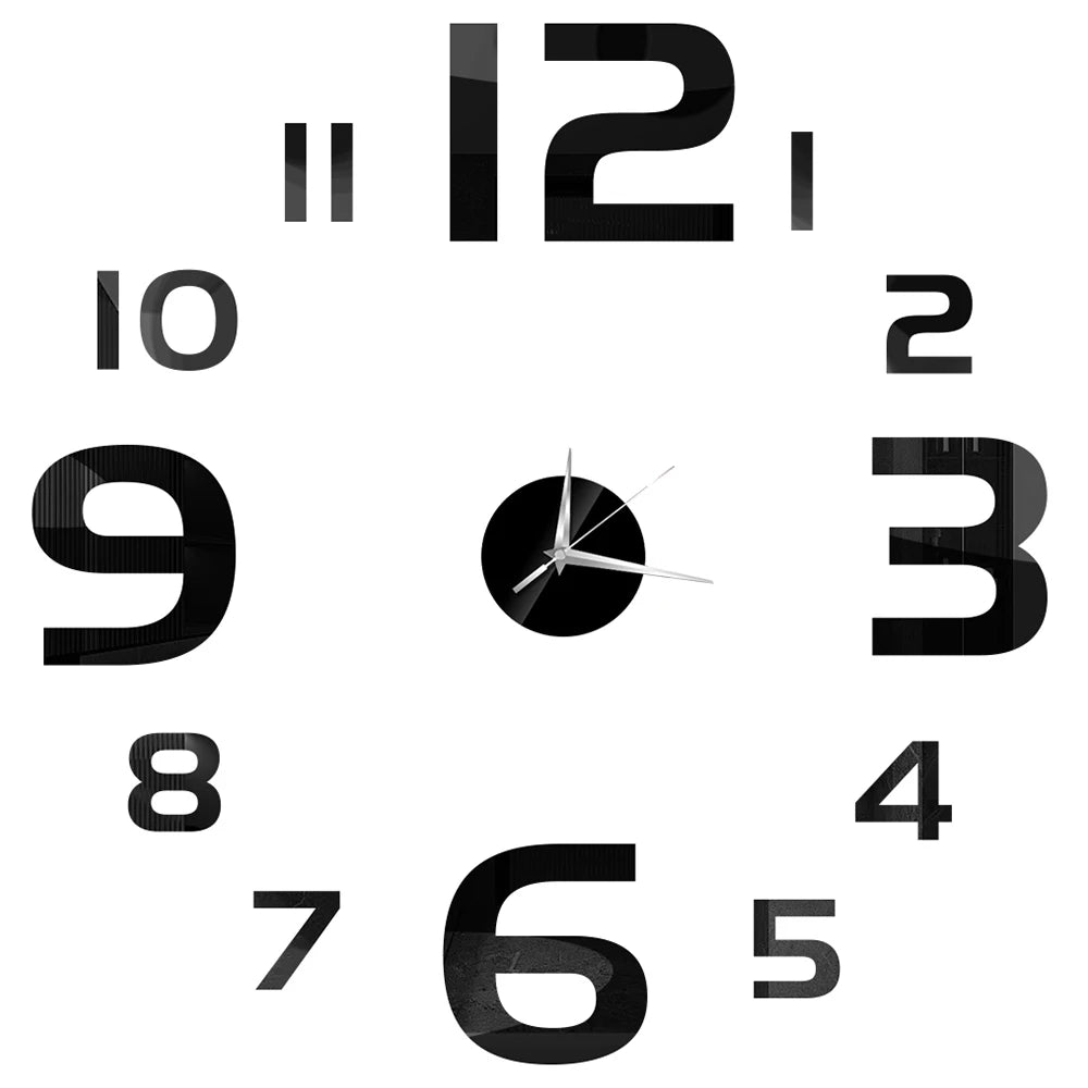 Creative Frameless Wall Clock, Silent Wall Sticker for Home, Acrylic Mirror Sticker, Wall Decor for Living Room and Office, DIY