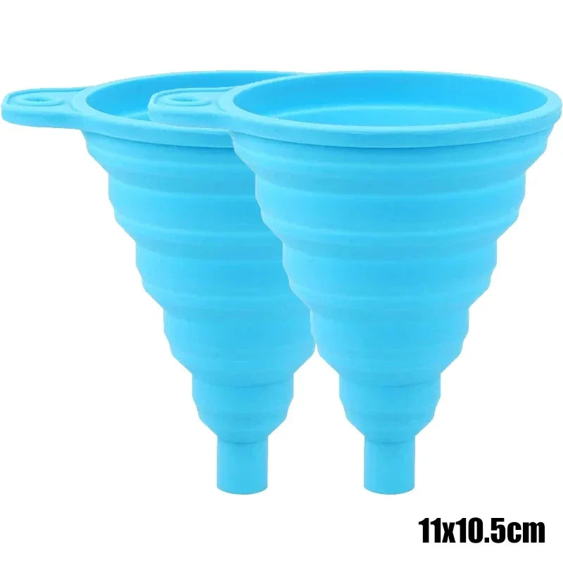 Embudo plegable de silicona para motor de coche, 2 piezas, líquido de lavado, cambio de líquido, portátil, cambio de