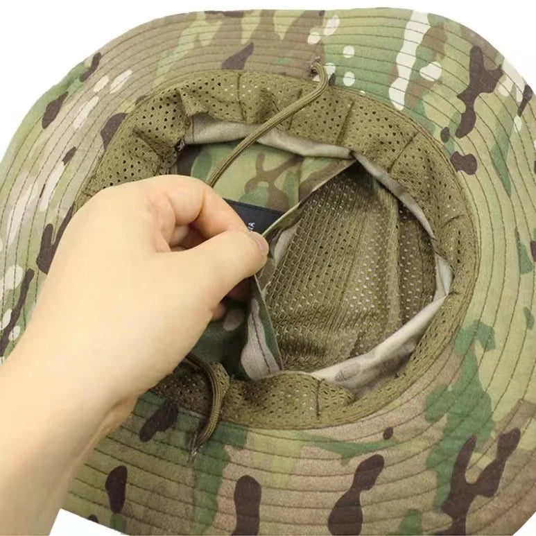 Nouveau 2026 Casquette Bob Camouflage Multicam avec Poche Carrée pour Passionnés de Tactique, Chapeau de Soleil pour Pêche, Randonnée et Activités de Plein Air