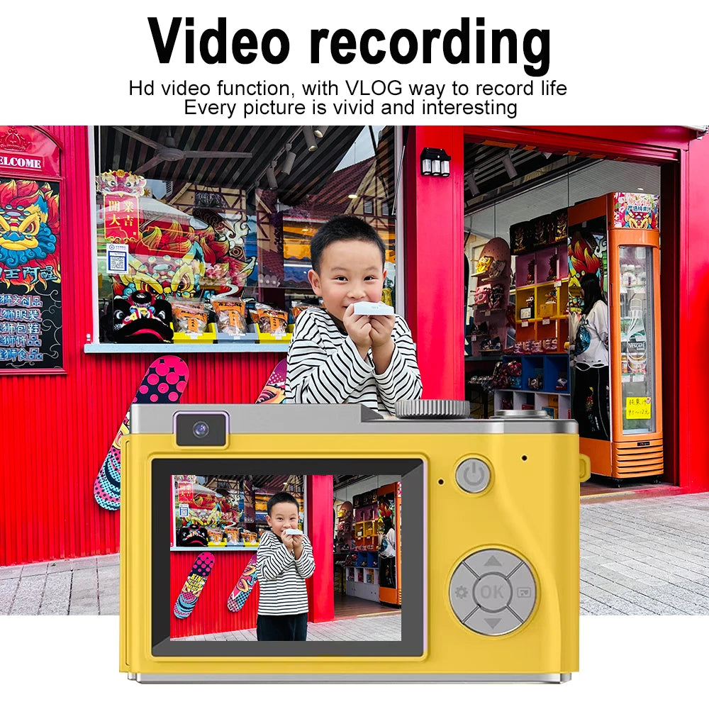 New 4K CCD 8X Digital Zoom Digital Camera for Students 48MP Compact Digital Photography Camera 180 Flip Screen Selfile Camera