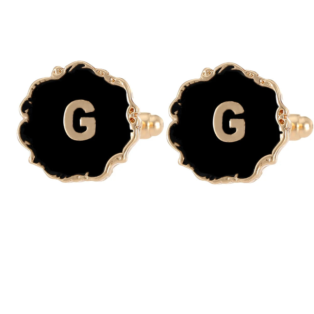 Gemelos clásicos para hombre, 26 letras iniciales del alfabeto, A B C D E F G H I J K L M N O P Q R S T U, botón de manga V W X Y Z