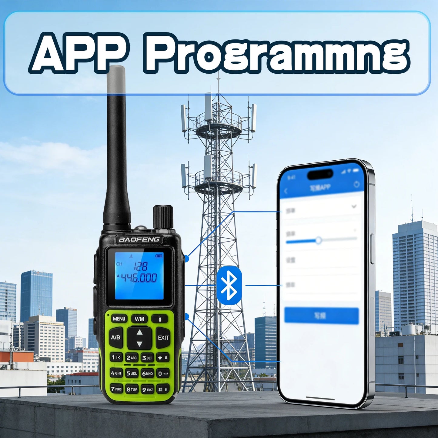 Mini talkie-walkie Baofeng MINI-5, double bande UV, Bluetooth, FM, sélection de fréquence à un bouton, idéal pour les voyages.
