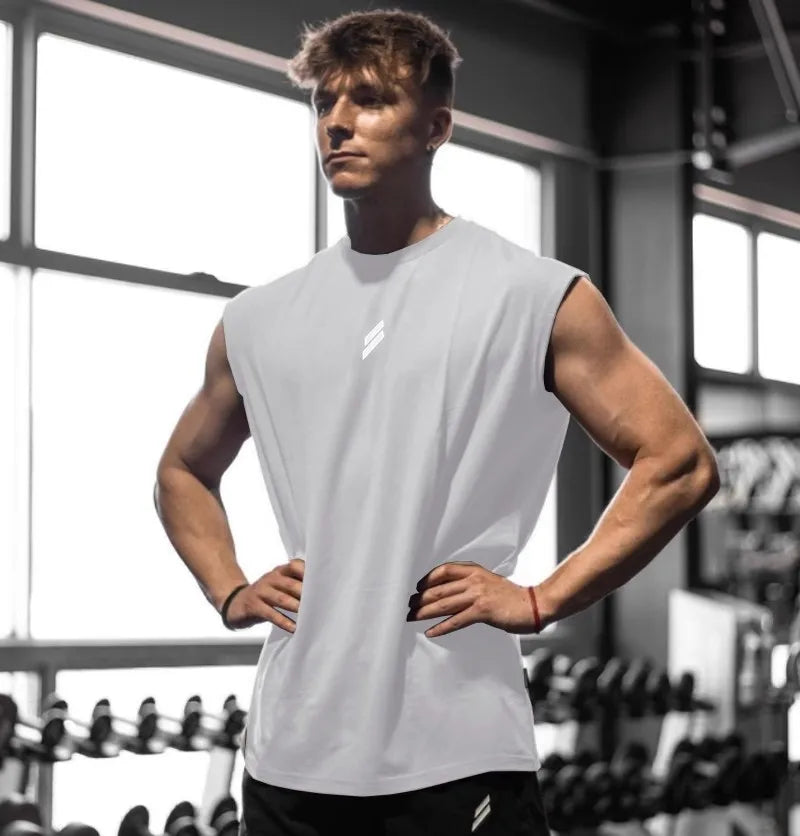 Men's Sleeveless T-shirt, Quick Dry, Fitness, Bodybuilding, Fashion, Basketball Vest, Breathable Mesh, Men's Summer Gym Tank Top