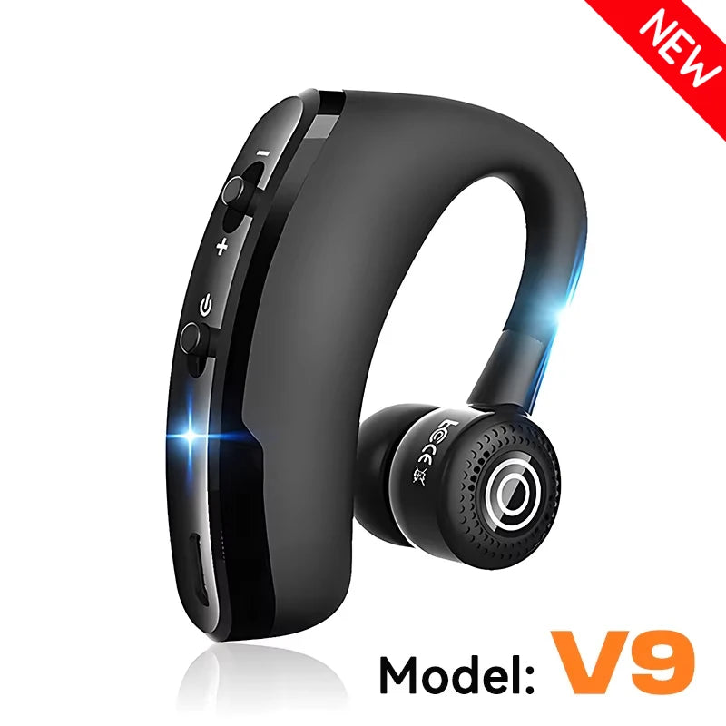 Auriculares Bluetooth VAORLO V9 deportivos para conducir, auriculares inalámbricos con micrófono HD, llamadas manos libres estéreo, auriculares de negocios Muics V8