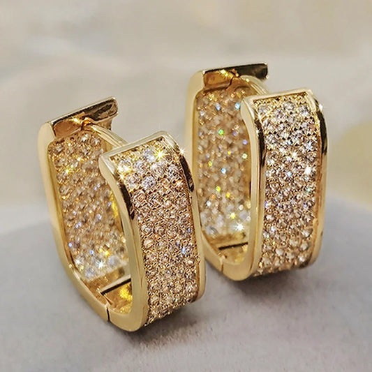 Boucles d'oreilles en zircone — or et argent, mode, femme, bijoux élégants