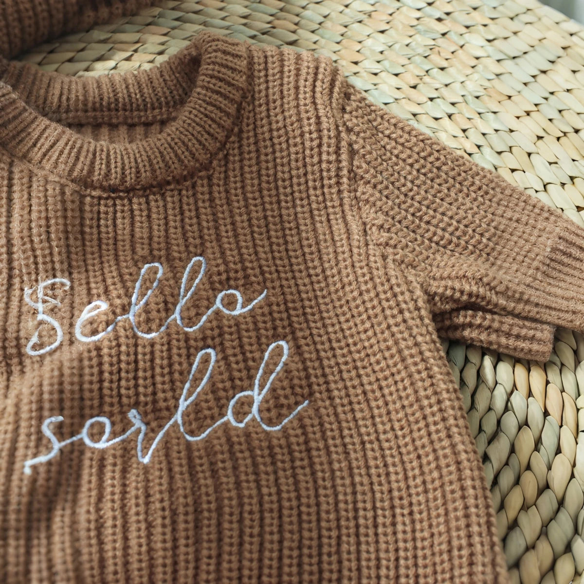 Ylsteed Hello World – pelele de punto para recién nacido, con gorro de pompón a juego, jersey para bebé niño y niña, conjuntos para sesión de fotos