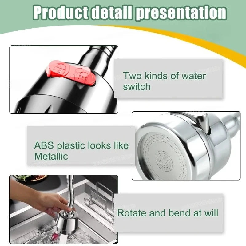 Extensor de grifo giratorio 360 grados, 2/3 modos, ahorro de agua, adaptador de boquilla burbujeador para cocina y baño, accesorios de grifería para el hogar