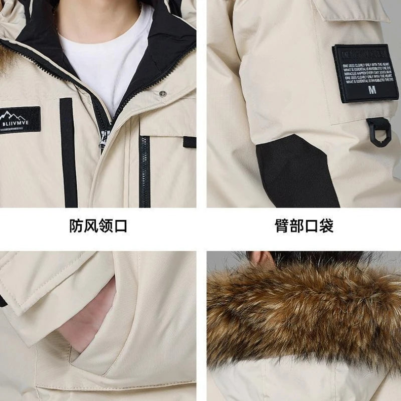 New Winter Men's Hooded Fur Collar High Quality Duck Down Coats Waterproof Jackets Fashion Male Casual Warm Down Parka