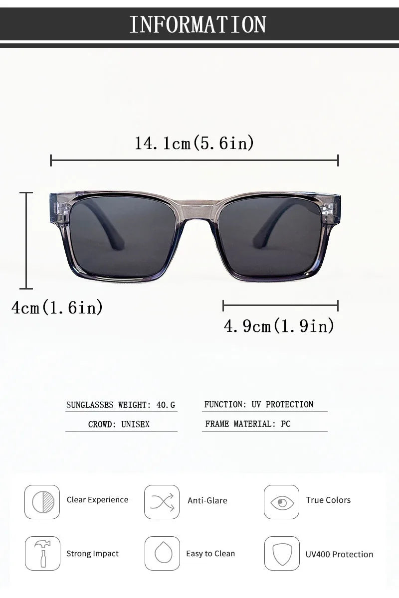 Lunettes de soleil carrées rétro pour hommes — vintage, femmes, à la mode, livraison directe