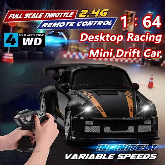 Hot Toy KF20 4WD RC Drift Car 2.4GHz Mini Remote Control Car 1:64 Scale Desktop Model Toys for Kids Boys Children Teens Gifts