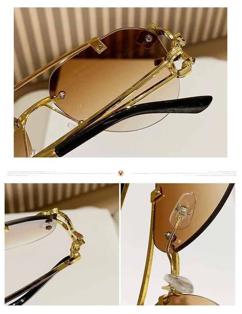 Lunettes de soleil sans monture pour femmes — vintage, UV400, hommes, nuances soleil