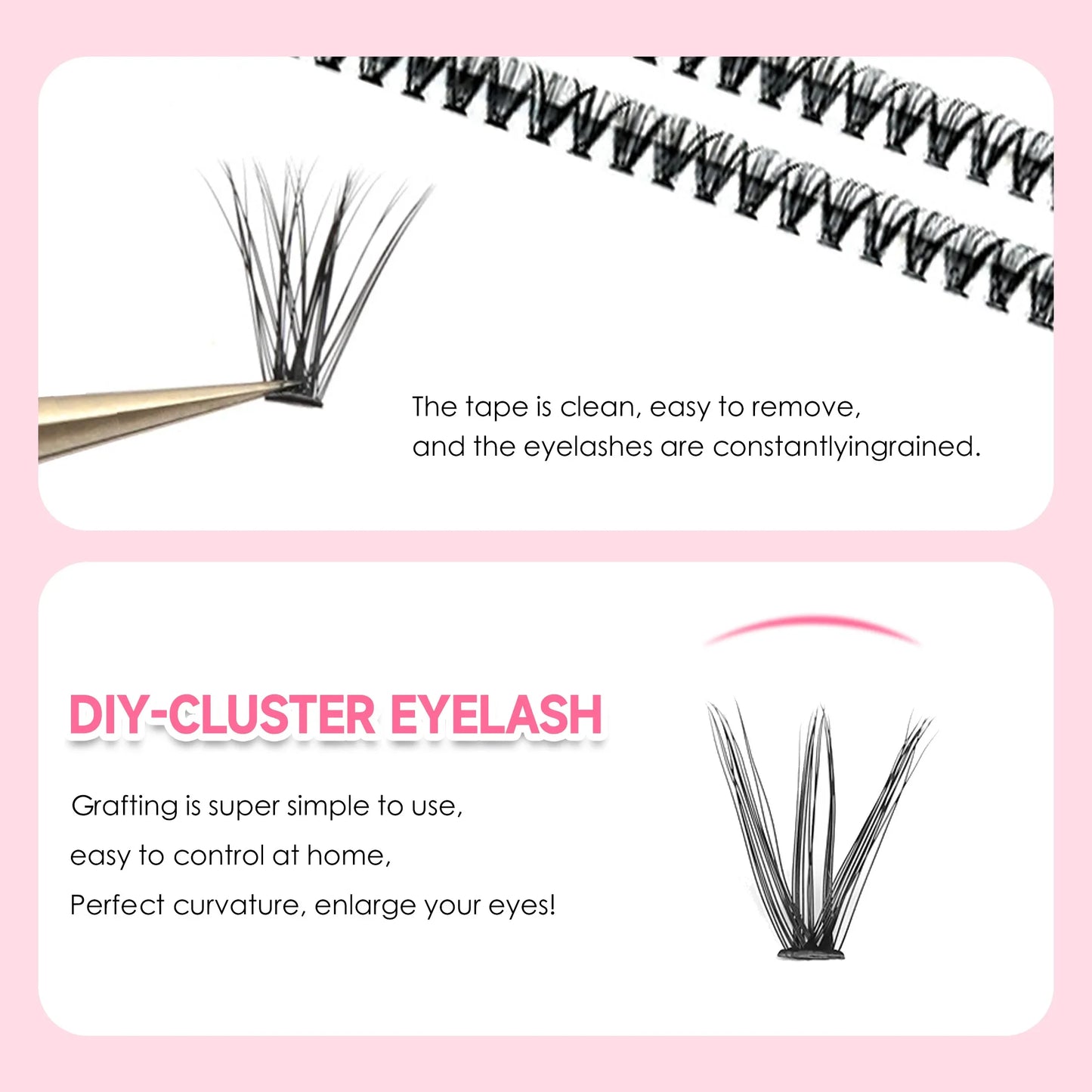 Kit de extensión de pestañas DIY, grupos de pestañas, unión y sellado de pestañas, herramientas de maquillaje para pegar pestañas, accesorios de pegamento, 200 piezas