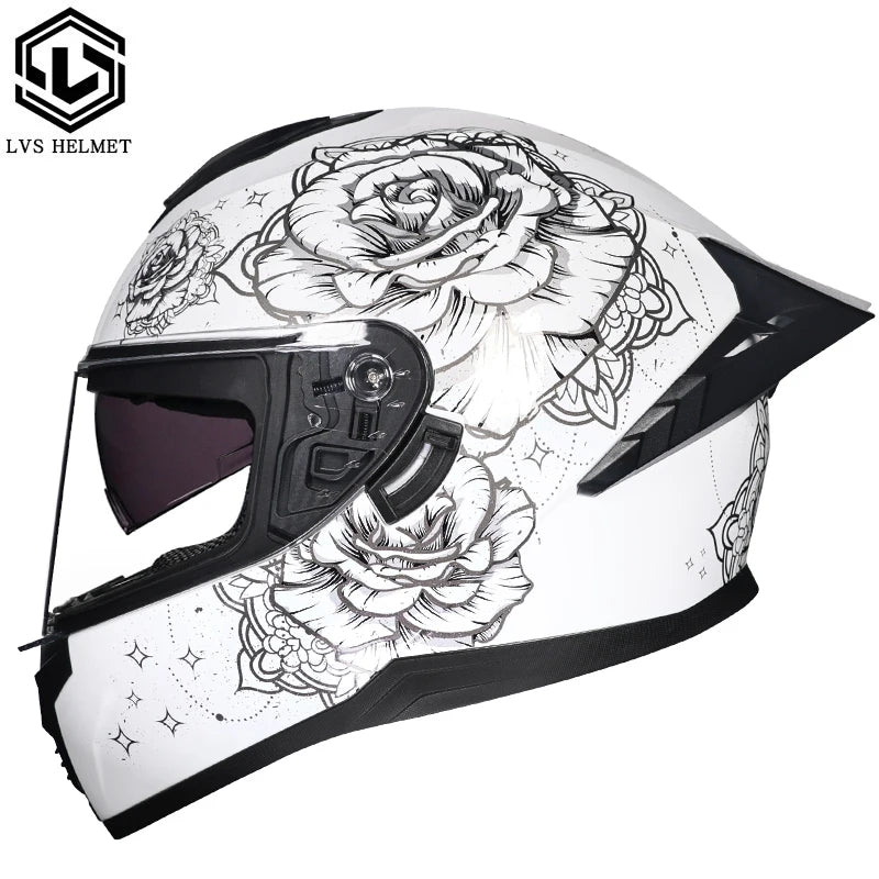 Casques moto pour hommes et femmes — double lentille, locomotive