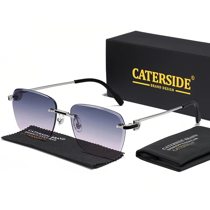 CATERSIDE nuevas gafas de sol sin montura, gafas de sol degradadas para hombre, gafas de sol retro de negocios para mujer, UV400, gafas de sol para hombre