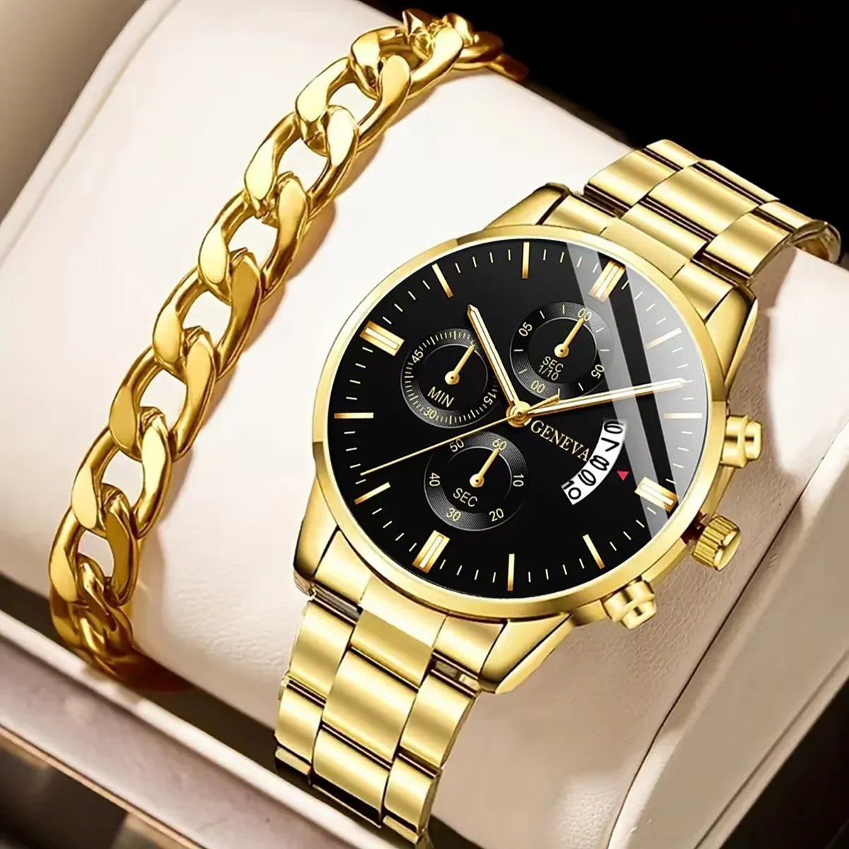 Men's Fashion Stainless Steel Watch Luxury Calendar Quartz Wristwatch Men's Business Watches for Men Clock Men's Watch