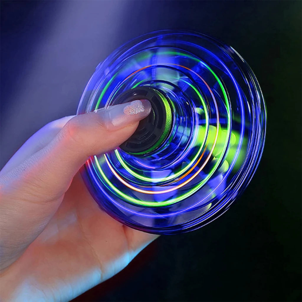 Nuevo LED volante OVNI Spinner de punta de dedo, actualización de helicóptero volador Gyro Flyorb Hover Ball, Mini Drone avión de juguete, regalo de Navidad