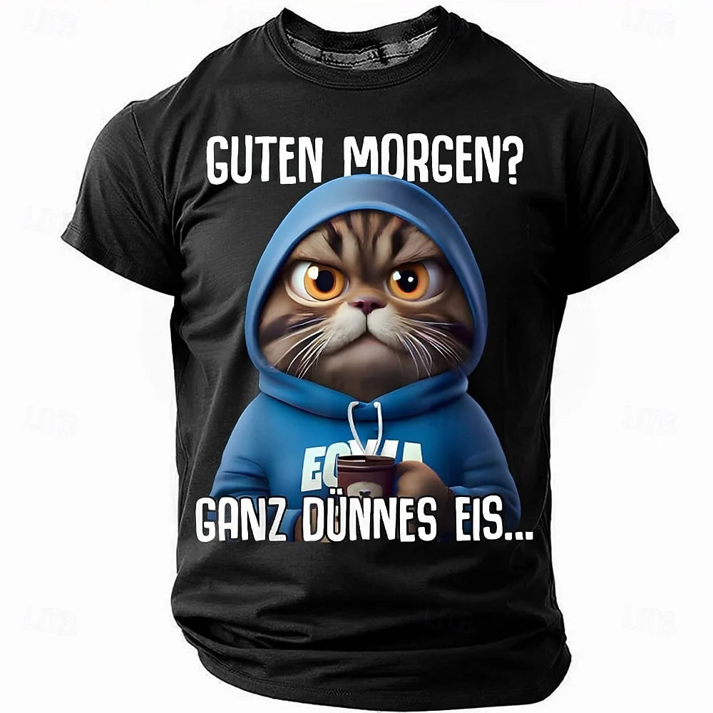 T-shirt humoristique pour homme avec chat — imprimé graphique, manches courtes, décontracté, amoureux des chats