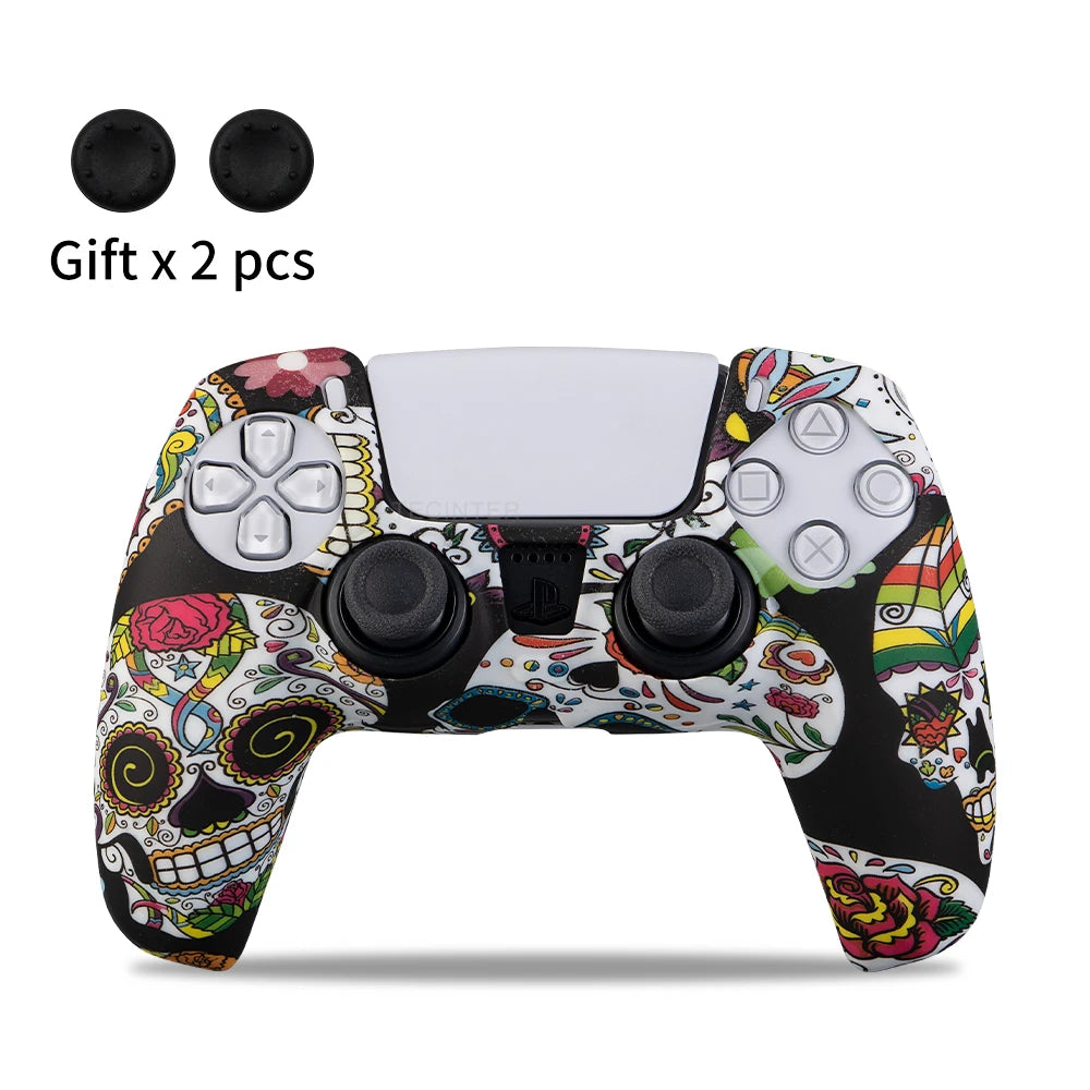 Housse de protection en silicone pour manette de jeu Slim — étui en caoutchouc antidérapant avec capuchons de poignées de pouce