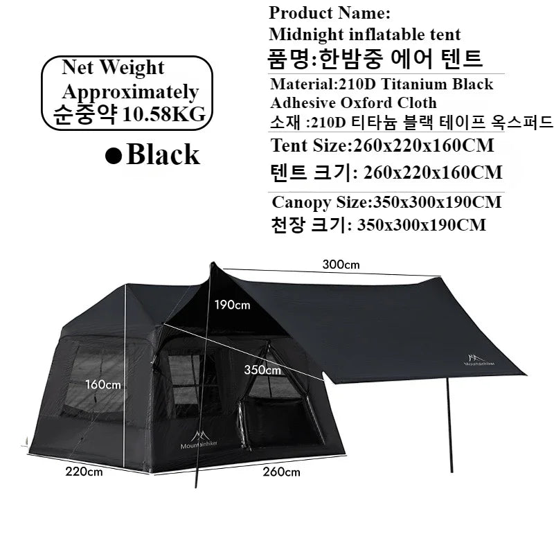 Tente Camping Gonflable 3-5 Personnes — Étanche Rapide Pompe Manuelle Anti-UV