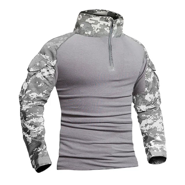 Camisetas de senderismo tácticas al aire libre para hombre, combate militar del ejército CP camuflaje de manga larga, camisa de escalada de caza, ropa deportiva de algodón