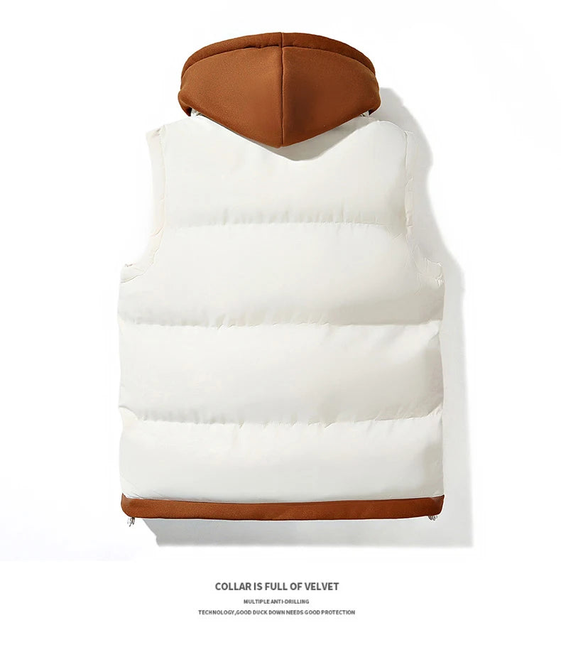 Chaqueta de invierno con capucha para hombre, abrigo de plumón de algodón, chaleco grueso, chaleco cálido, abrigo casual