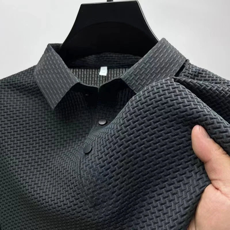Polo Affaires Fleur d’Os Couleur Unie Homme — Respirant Confortable Été