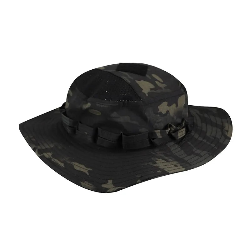 Nouveau 2026 Casquette Bob Camouflage Multicam avec Poche Carrée pour Passionnés de Tactique, Chapeau de Soleil pour Pêche, Randonnée et Activités de Plein Air
