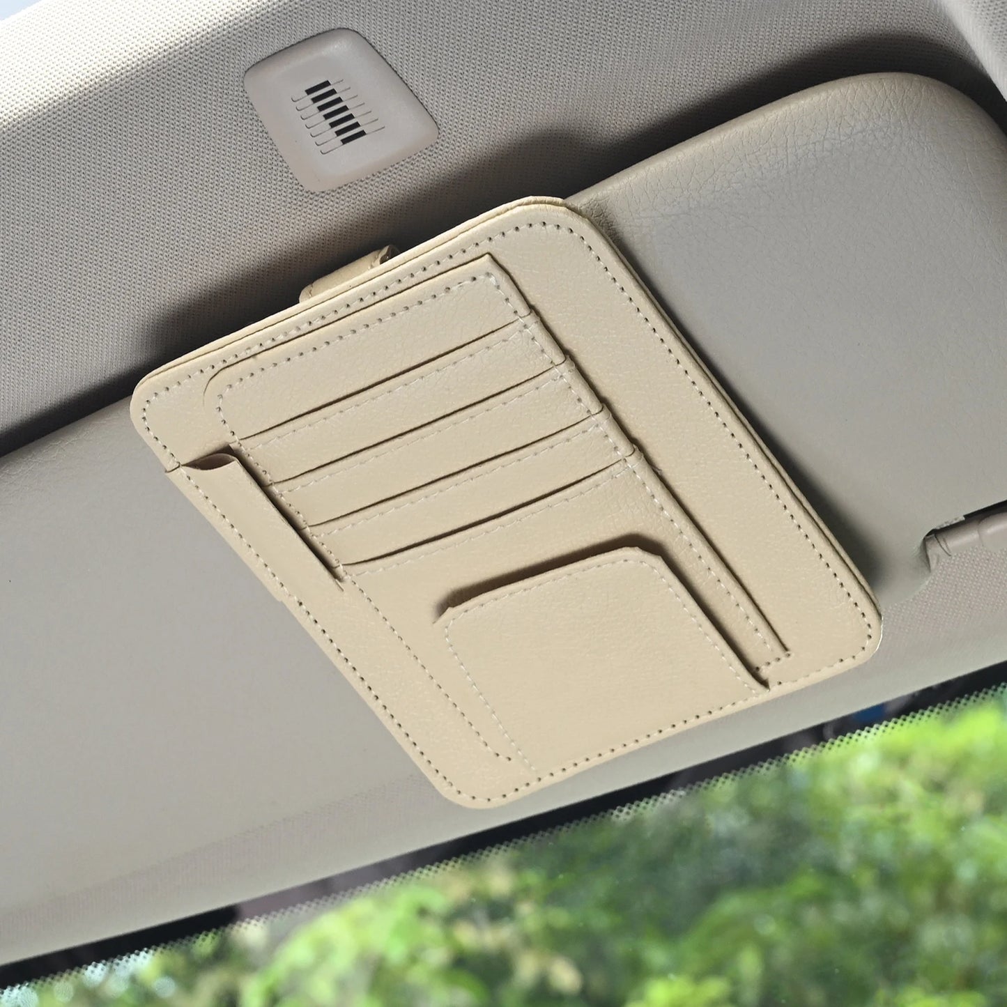 Organisateur Visière Voiture Multi-Poches — Porte-Cartes Lunettes Rangement Anti-Rayures