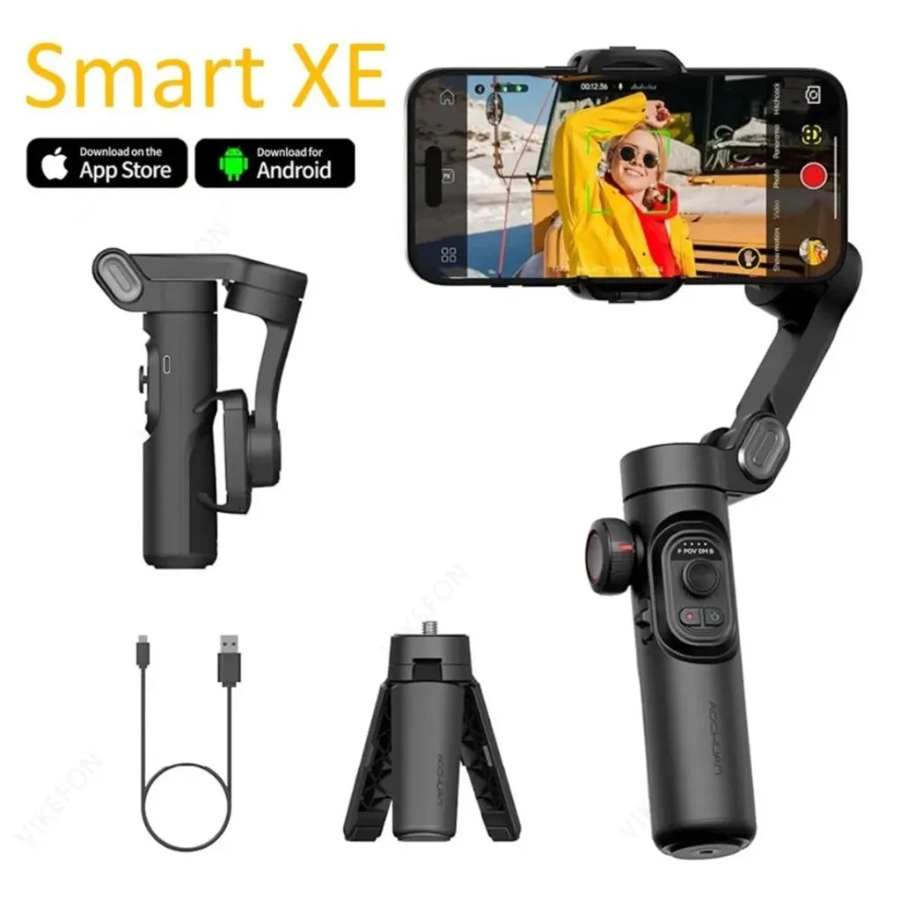 Stabilisateur Cardan Smartphone 3 Axes Pliable — Roue Mise au Point Vlog