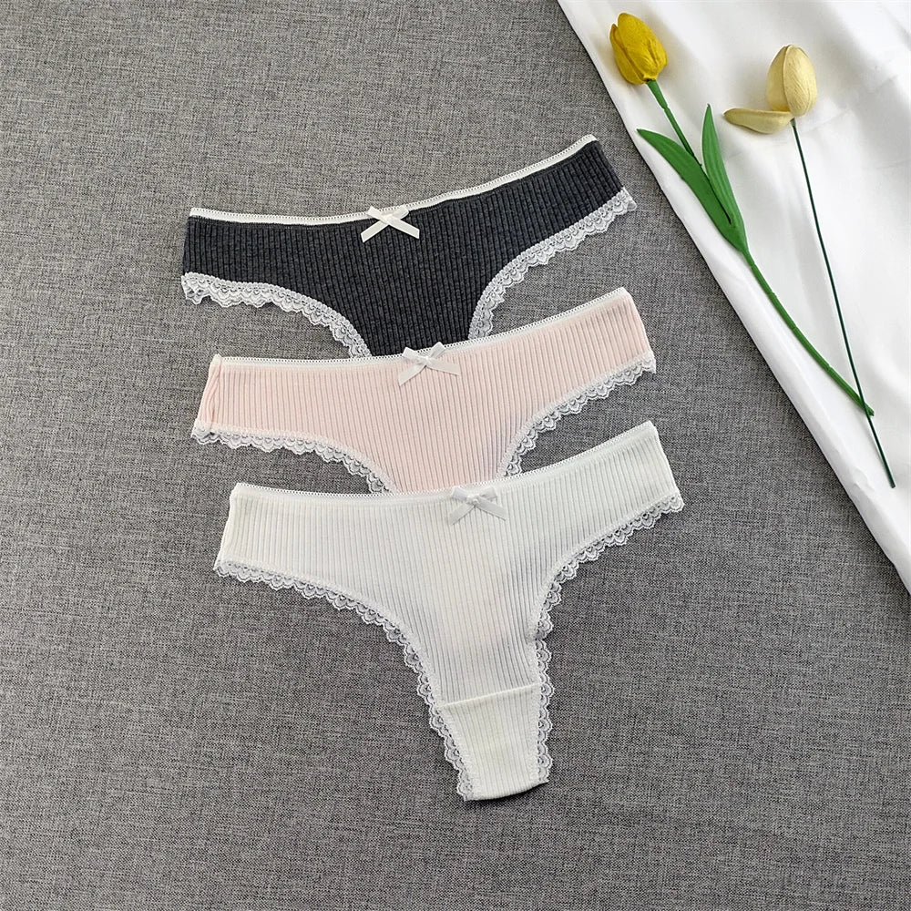 Culottes Dentelle Garniture Femme — Lot de 3 Pièces Lingerie