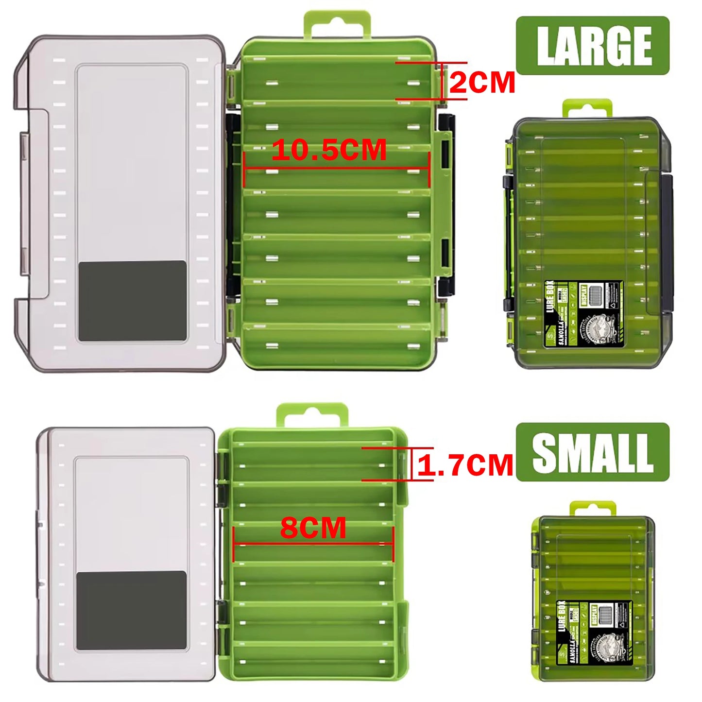 SAMOLLA Boîte à matériel compacte double face – Pêche simplifiée avec un organisateur durable et polyvalent pour leurres, hameçons, appâts