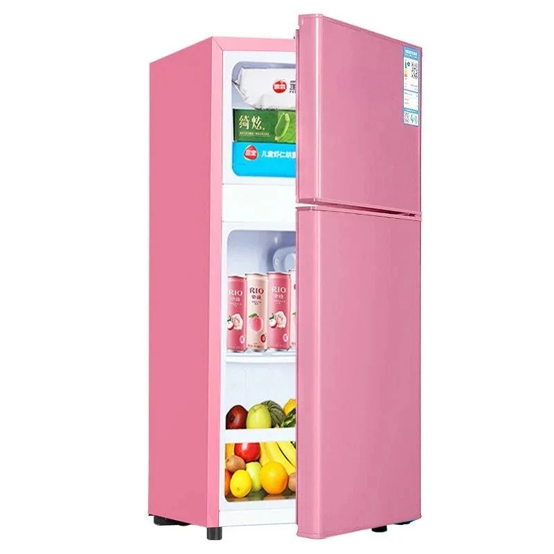 Refrigerador de doble puerta para apartamento de alquiler, pequeño refrigerador doméstico con congeladores profundos, refrigerador de bajo consumo de nivel uno