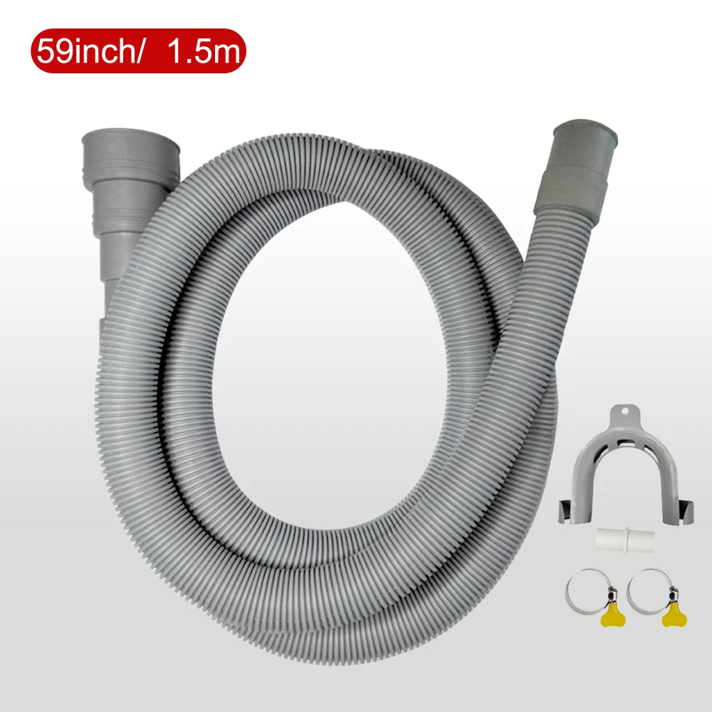 Washing Machine and Dishwasher Drain Hose Kit, including Flexible Corrugated Hose, Extension Adapter and Hose Clamp, 1 Piece