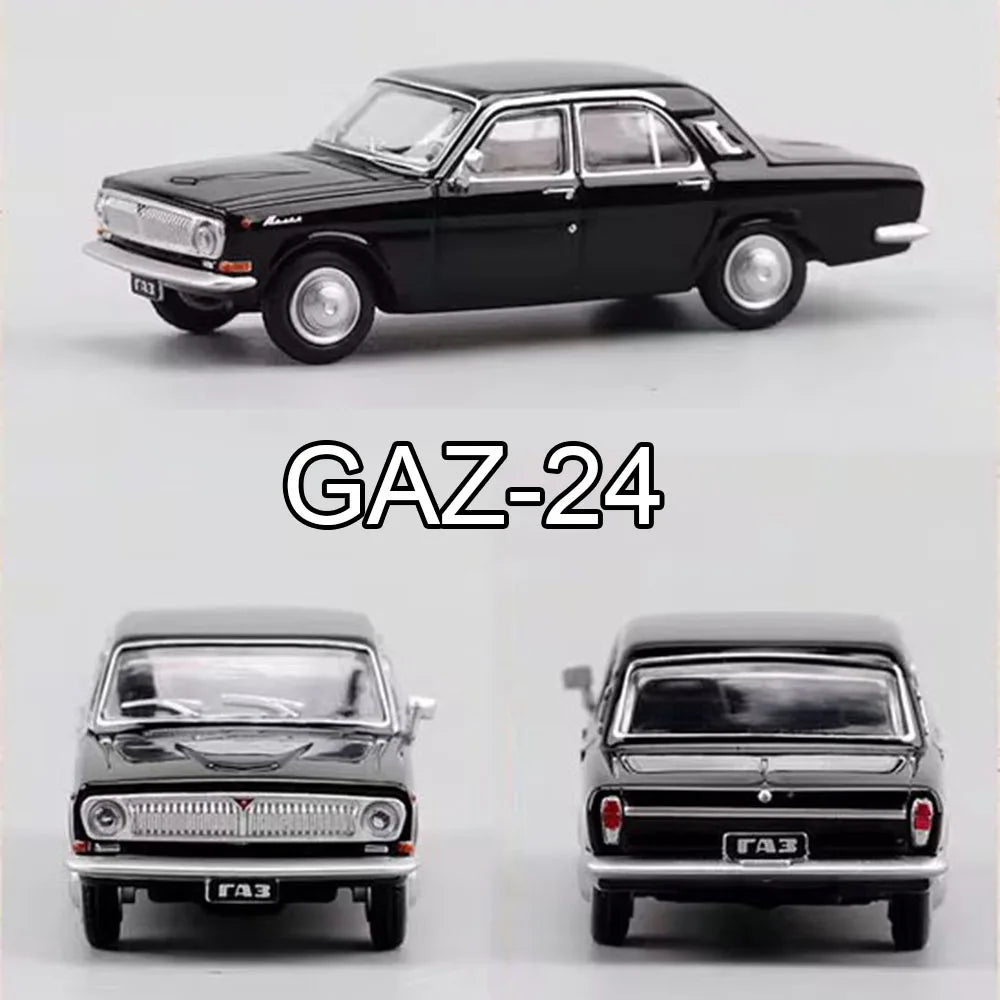 Modelos de coches de juguete GAZ-24 a escala 1:64 con ruedas, absorción de golpes, vehículos en miniatura, modelo interior simulado de coche para entretenimiento educativo infantil