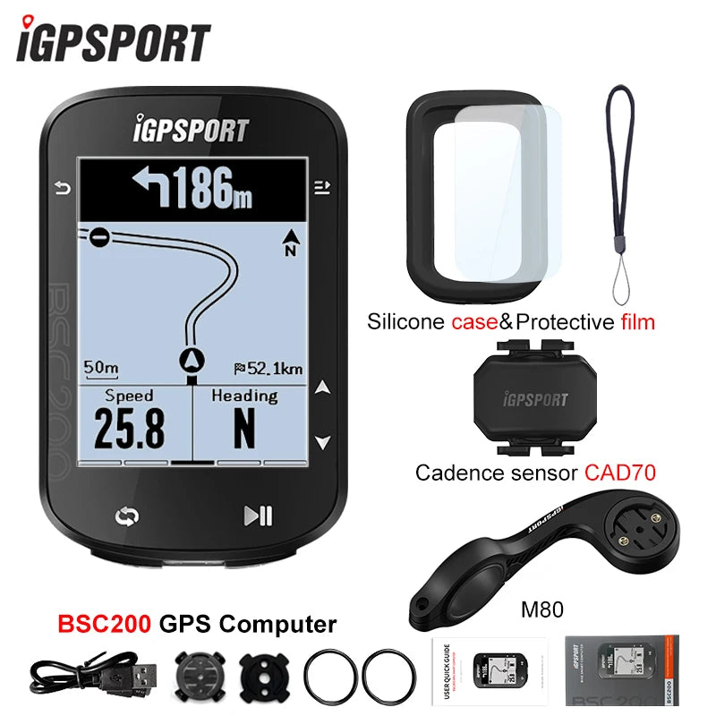 IGPSPORT BSC200 GPS Cycle Bike Computer Wireless Digital Bicycle Speedometer ANT+ Route Navigation Stopwatch Cycling Odometer