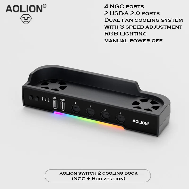 Dock RGB avec ventilateur de refroidissement HUB portable — console jeu, base d'extension, support mural, accessoires