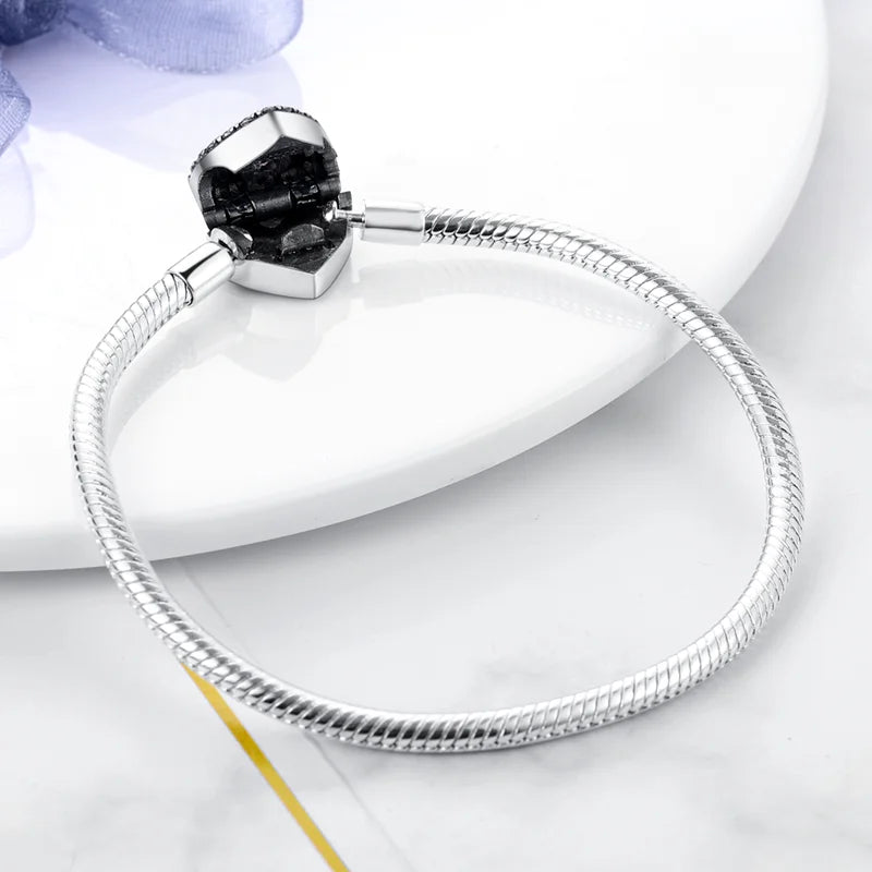 Fashion S925 Silver Plated Peach Heart Love Sparkling Zircon Bracelet for Women DIY Fit Charms Fine Beads DIY Birthday Jewelry