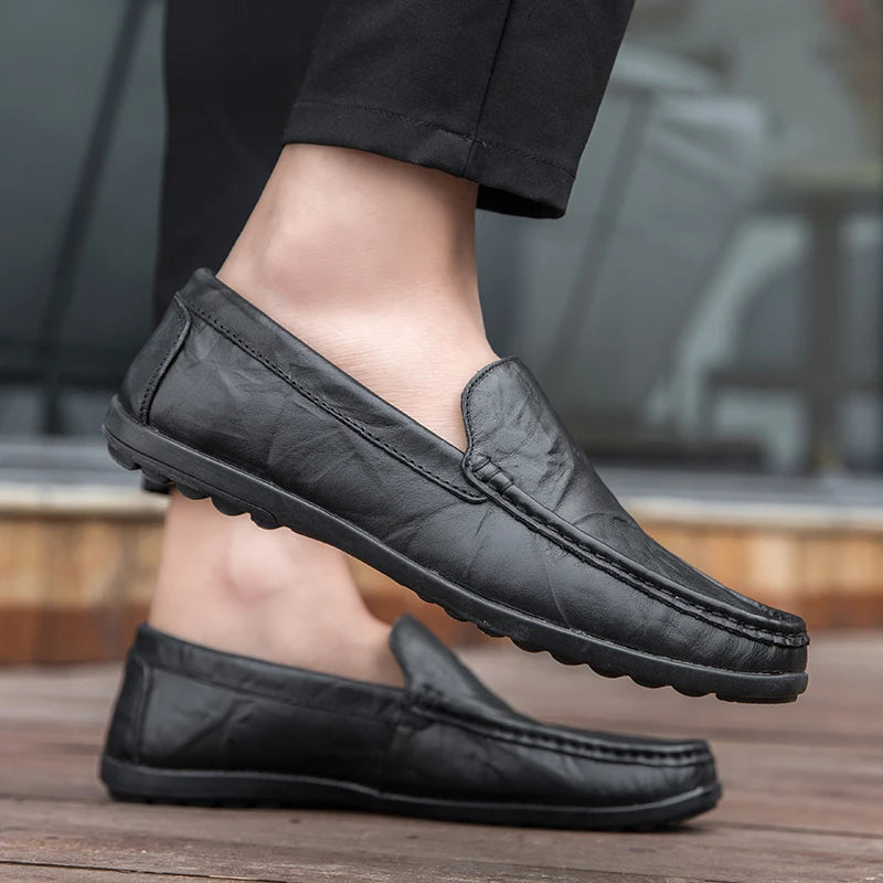 Mocassins Italiens en Cuir Véritable Homme — Élégance & Confort