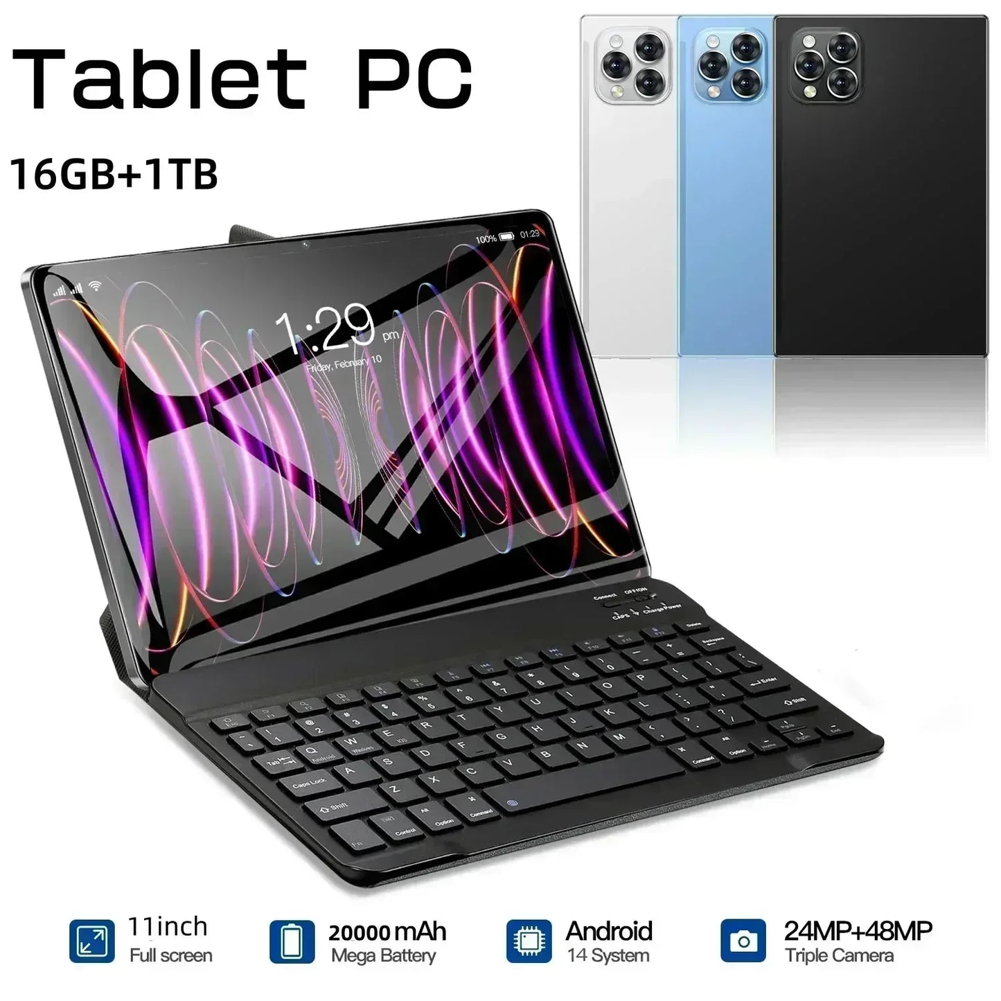 Tablette PC Android 16 2026 — 24 Go RAM, 2 To ROM, 20000 mAh, 5G, double SIM, WiFi, GPS, HD 4K, mini PC