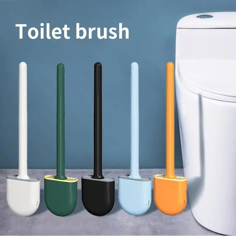 Brosse de toilette murale avec support, brosse de toilette en silicone à long manche, poils souples, accessoires pour livres et WC
