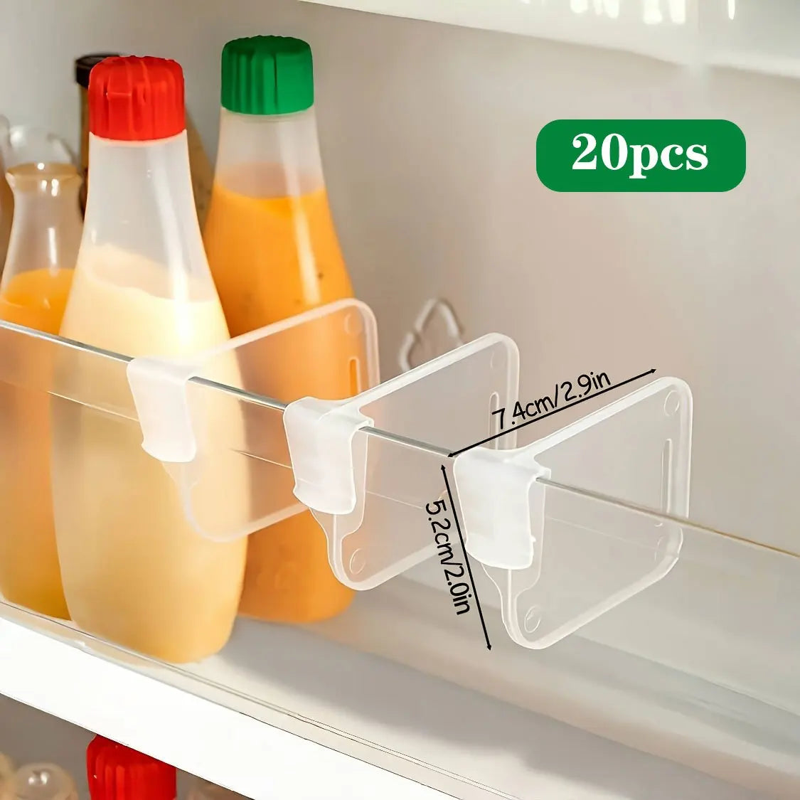 Clear and Sturdy Refrigerator Organizer, 5 10 15 20 Pieces, Adjustable Dividers, Fridge Storage, Kitchen Cabinets, Space-Saving Compartments