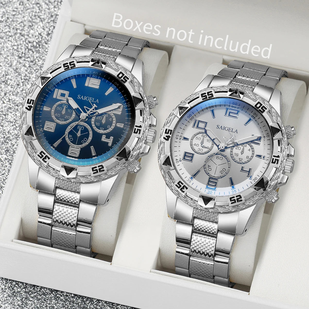 Juego de relojes de cuarzo para hombre de negocios, esfera árabe, correa de acero, moda masculina, sin caja, 2 piezas por juego