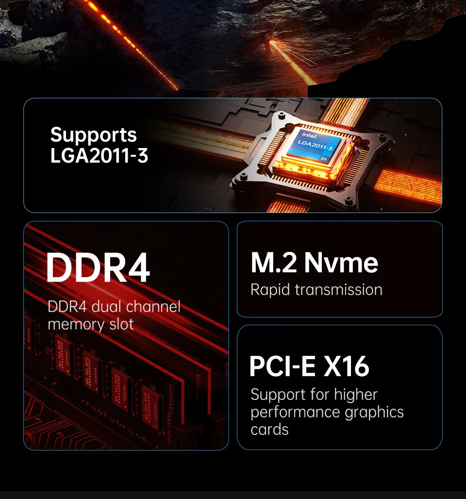 QIYIDA X99 Kit de carte mère LGA2011-3 Xeon E5 2680 V4 DDR4 16GB (2x8gb) PC4 SATA PCI16x3.0 NVME M.2 ordinateur de jeu