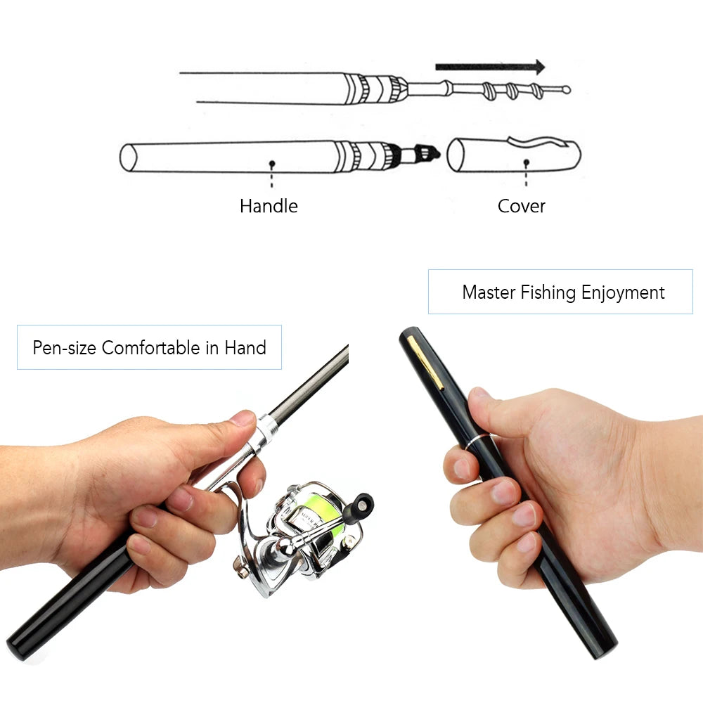 Moulinet de pêche de poche pliable, mini stylo, télescopique, nouveau