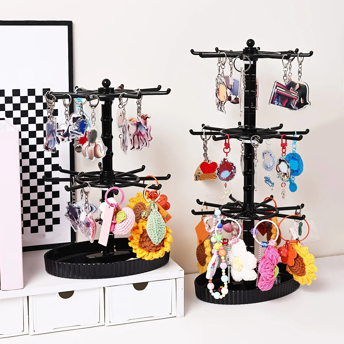 Llavero giratorio ajustable de varias capas, soporte de exhibición de joyas, pulseras, accesorios de joyería de escritorio, organizador de exhibición, regalo de vacaciones, 1 unidad