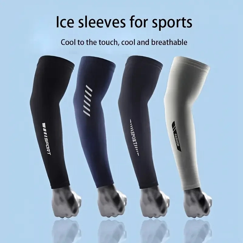 1 paire de manchons de sport légers et respirants pour hommes, tissu en soie glacée absorbant la sueur pour le cyclisme, la pêche, la course à pied et la randonnée